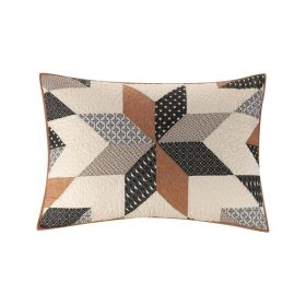 Starburst Patchwork Cotton Pillow Shams, Off-White, Standard, 2 Pack, All Ages