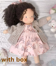 Handmade Plush Doll Golden Curly Girl Finished Product (Option: V with box)