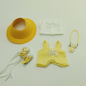 5PCS-Set Cute Hat Shoes Doll Clothes Outfit Set For LABUBU 15CM-17CM Doll, Adorable Dress Up Accessories For Doll - Dolls Not Included (Option: Yellow)