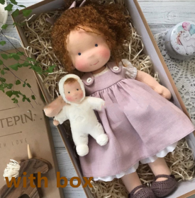 Handmade Plush Doll Golden Curly Girl Finished Product (Option: O with box)