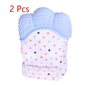Baby teether baby anti-bite silicone molar gloves children's sound toys (Option: Blue-1pair)