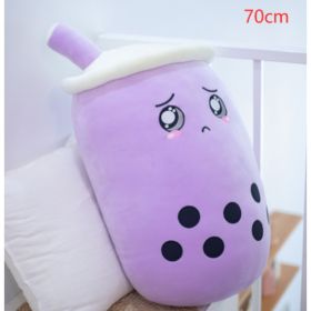 Cute Fruit Drink Plush Stuffed Soft Strawberry Milk Tea Plush Boba Tea Cup Toy Bubble Tea Pillow Cushion Kids Gift (Option: Purple-70CM)
