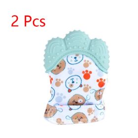 Baby teether baby anti-bite silicone molar gloves children's sound toys (Option: Light green 2 style-1pair)
