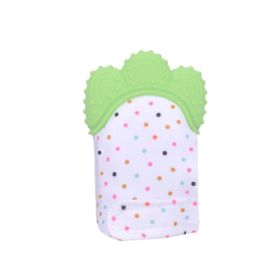 Baby teether baby anti-bite silicone molar gloves children's sound toys (Option: Green-Q1pcs)