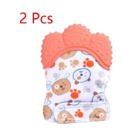 Baby teether baby anti-bite silicone molar gloves children's sound toys (Option: Orange 2 style-1pair)