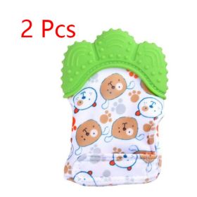Baby teether baby anti-bite silicone molar gloves children's sound toys (Option: Green 2 style-1pair)