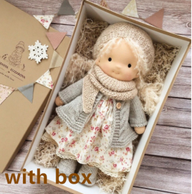 Handmade Plush Doll Golden Curly Girl Finished Product (Option: D with box)