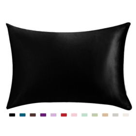 Pillowcase Satin Solid Color Simulation Silk Single Pillowcase Ice Silk Pillowcase (Option: black-20x26inches-1PC)
