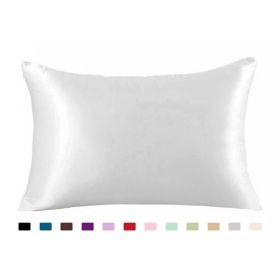 Pillowcase Satin Solid Color Simulation Silk Single Pillowcase Ice Silk Pillowcase (Option: white-20X36inches-1PC)