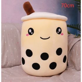Cute Fruit Drink Plush Stuffed Soft Strawberry Milk Tea Plush Boba Tea Cup Toy Bubble Tea Pillow Cushion Kids Gift (Option: light coffee-70cm)