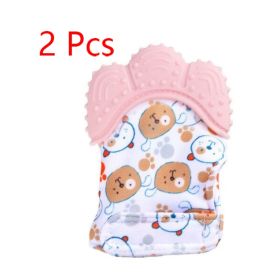 Baby teether baby anti-bite silicone molar gloves children's sound toys (Option: Pink 2 style-1pair)