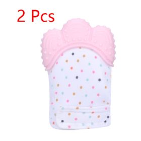 Baby teether baby anti-bite silicone molar gloves children's sound toys (Option: Pink-1pair)