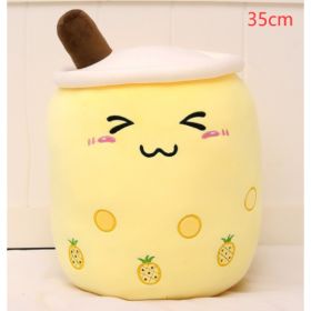 Cute Fruit Drink Plush Stuffed Soft Strawberry Milk Tea Plush Boba Tea Cup Toy Bubble Tea Pillow Cushion Kids Gift (Option: Yellow-35CM)