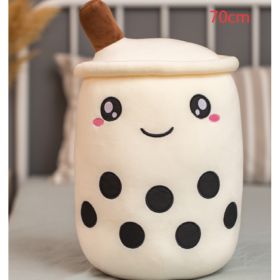 Cute Fruit Drink Plush Stuffed Soft Strawberry Milk Tea Plush Boba Tea Cup Toy Bubble Tea Pillow Cushion Kids Gift (Option: White-70CM)