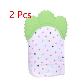 Baby teether baby anti-bite silicone molar gloves children's sound toys (Option: Green-1pair)