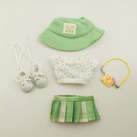 5PCS-Set Cute Hat Shoes Doll Clothes Outfit Set For LABUBU 15CM-17CM Doll, Adorable Dress Up Accessories For Doll - Dolls Not Included (Option: Green)