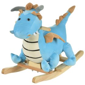 Wooden Dinosaur Rocking Horse, Realistic Sounds,  Prehistoric Child Ride-On Toy, Blue, For 18-36 Months (Option: Blue)