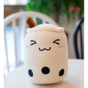 Cute Fruit Drink Plush Stuffed Soft Strawberry Milk Tea Plush Boba Tea Cup Toy Bubble Tea Pillow Cushion Kids Gift (Option: White triangle eyes-24cm)