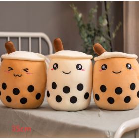 Cute Fruit Drink Plush Stuffed Soft Strawberry Milk Tea Plush Boba Tea Cup Toy Bubble Tea Pillow Cushion Kids Gift (Option: Family-35CM)