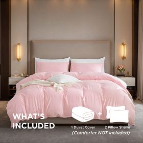 White & Pink Oversized Duvet Cover Set Includes 1 Duvet Cover & 2 Pillowcases. Premium Breathable Fabric, Hotel-grade Minimalist Design. Versatil (Option: Pink-Q)