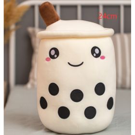 Cute Fruit Drink Plush Stuffed Soft Strawberry Milk Tea Plush Boba Tea Cup Toy Bubble Tea Pillow Cushion Kids Gift (Option: White-24CM)
