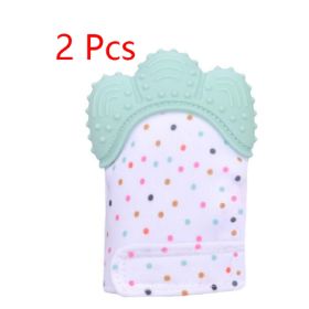 Baby teether baby anti-bite silicone molar gloves children's sound toys (Option: Light green-1pair)