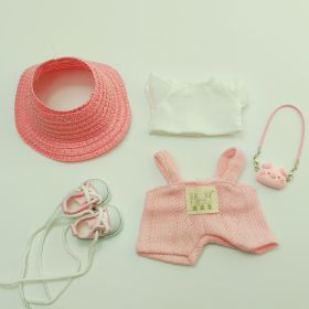5PCS-Set Cute Hat Shoes Doll Clothes Outfit Set For LABUBU 15CM-17CM Doll, Adorable Dress Up Accessories For Doll - Dolls Not Included (Option: Pink)