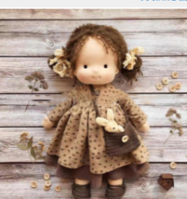 Handmade Plush Doll Golden Curly Girl Finished Product (Option: F)