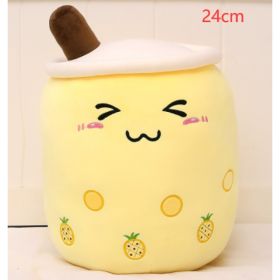 Cute Fruit Drink Plush Stuffed Soft Strawberry Milk Tea Plush Boba Tea Cup Toy Bubble Tea Pillow Cushion Kids Gift (Option: Yellow-24CM)