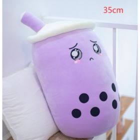 Cute Fruit Drink Plush Stuffed Soft Strawberry Milk Tea Plush Boba Tea Cup Toy Bubble Tea Pillow Cushion Kids Gift (Option: Purple-35CM)