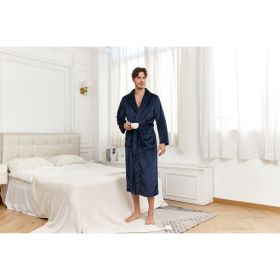 RONGTAI Mens Plush Long Robe Soft And Warm Full Length Bathrobe (Option: M)
