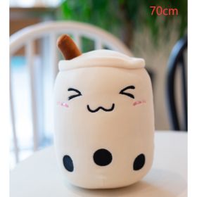 Cute Fruit Drink Plush Stuffed Soft Strawberry Milk Tea Plush Boba Tea Cup Toy Bubble Tea Pillow Cushion Kids Gift (Option: White triangle eyes-70cm)