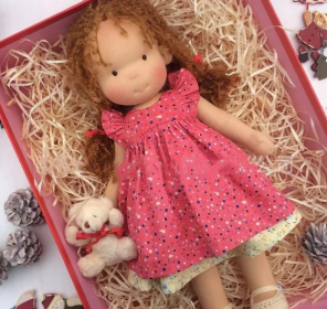 Handmade Plush Doll Golden Curly Girl Finished Product (Option: U)