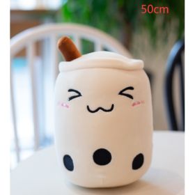 Cute Fruit Drink Plush Stuffed Soft Strawberry Milk Tea Plush Boba Tea Cup Toy Bubble Tea Pillow Cushion Kids Gift (Option: White triangle eyes-50cm)