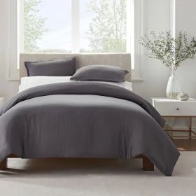 Serta Simply Clean Solid Duvet cover QUEEN (Color: Grey, size: Queen)