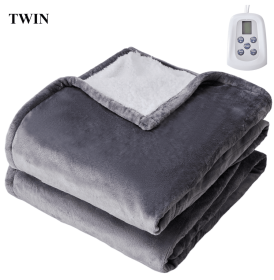edx Electric Heated Blanket, Dual Zone Control, 10 Heat Settings, Auto-Off, Flannel Sherpa Fabric (size: FULL)