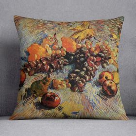 Still Life with Apples Pears Lemons and Grapes by Van Gogh Cushion (Insert: Without Insert, size: 16" X 16")