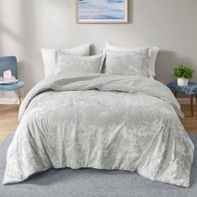 Crushed Velvet Sherpa Reversible Comforter Set (Color: as Pic)