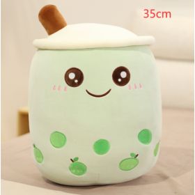 Cute Fruit Drink Plush Stuffed Soft Strawberry Milk Tea Plush Boba Tea Cup Toy Bubble Tea Pillow Cushion Kids Gift (Option: Green-35CM)