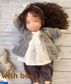 Handmade Plush Doll Golden Curly Girl Finished Product (Option: R with box)