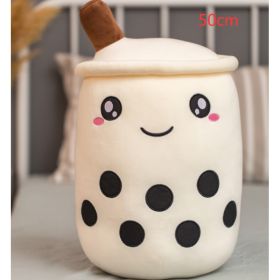 Cute Fruit Drink Plush Stuffed Soft Strawberry Milk Tea Plush Boba Tea Cup Toy Bubble Tea Pillow Cushion Kids Gift (Option: White-50CM)